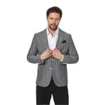 Vitao Erkek Siyah İtalyan Çizgili Keten Karışımlı İlkbahar-Yazlık Blazer Ceket Siyah 50