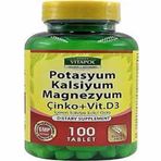 Vitapol Potasyum Kalsiyum Magnezyum Çinko Vitamin D3 İçeren 100 Tablet