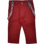 VİTASTORETR Askılı Bordo Keten Erkek Çocuk Pantolonu - 18 Ay