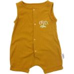 VİTASTORETR Hardal Renk Crax Yazılı Çıtçıtlı Yumaşak Kısa Bebek Tulumu - 18 Ay