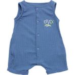 VİTASTORETR Mavi Renk Crax Yazılı Çıtçıtlı Yumaşak Kısa Bebek Tulumu - 6 Ay