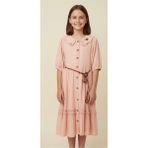 VİTASTORETR Nakış Yaka Pembe Elbise - 13 - 14 Yaş - 03 Pembe