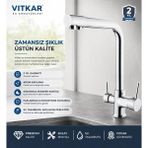 VİTKARSU ARMATÜR VİTKARSU Oval Lüks 3 Yollu Arıtma Çıkışlı Mix Aç-Kapa Mutfak Evye Bataryası - Krom