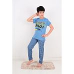 Vitmo Erkek Çocuk Kısa Kollu Pijama Takımı Fast Model Mavi - 2 Yaş