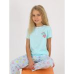Vitmo Kız Çocuk Kısa Kollu Pamuklu Düğme Detaylı Little Dreamer Pijama Takımı Yeşil - 6 - 7 Yaş