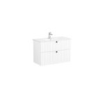 VitrA 69436 Vitra Root Groove Çift Çekmeceli Lavabo Dolabı, 80 cm, Mat Beyaz (Yuvarlak Lavabo Dahil)