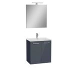 VitrA Ardea 69561 Banyo Dolabı Seti, Kapaklı, 60 cm, Parlak Antrasit