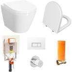 Vitra Integra Asma Klozet (Gizli Montaj)+Vitra Duroplast Kapak+Gömme Rezervuar Set - Beyaz