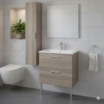 Vitra Mia 60 cm Cordoba Çekmeceli Ayaklı Banyo Dolabı + Creavit 60 cm Ayna Set - Ahşap