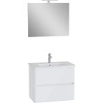 Vitra Mia Plus Round Banyo Dolabı Seti 80CM Iki Çekmeceli Lavabo Dolabı Düz Ayna, Parlak Beyaz 69826