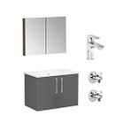 VitrA Ora Banyo Dolabı Set Armatürlü 80 cm Antrasit