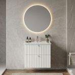 Vitra Root Groove Banyo Dolabı Seti 60 cm Mat Beyaz (69422) + Prime LED Yuvarlak Ayna (67041)