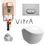 Vitra Sento Kanalsız Klozet Beyaz Asma Klozet 7748B003-0559, Vitra Gömme Rezervuar Set 768-1851