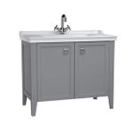 VitrA Valarte 62157 Mat Gri 100 cm Kapaklı Etajerli Lavabolu Tek Armatür Delikli Lavabo Dolabı