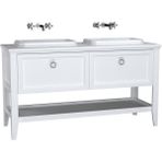 VitrA Valarte Lavabo Dolabı 150 Cm Çift Çekmeceli Tezgah Üstü Lavabolu Krom Kulplu Çift Lavabolu - Mat Beyaz