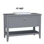 VitrA Vitra Valarte Tezgah Üstü Lavabo Dolabı Tek Çekmeceli, 120 Cm, Mat Gri (lavabo Dahil-krom Kulplu) 62202