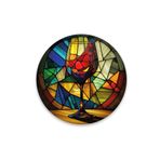 Vitray Kadeh Yuvarlak Cam Tablo | Hediyelik, Dekoratif, Ofis, Mutfak