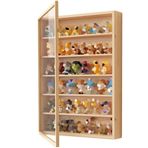 Vitrin, Figürler Cam Duvara Monte Koleksiyon Teşhir Dolabı, Akrilik Şeffaf Curio Kılıf, Yatak Odası Ofisi için LED Işıklı Ahşap Çerçeve Depolama Rafı (19,7 x 3,1 x 31,7 cm)