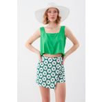 Vitrin Kare Yaka Sıfır Kol Crop Bluz