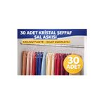 Vitrinraf Kristal Şeffaf Şal Eşarp Askısı 30 Adet – Dolap İçi Düzenleyici Şal Askı Organizer Plastik Askı