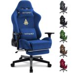 Vittanly Oyun koltuğu, lüks suni süet oyun koltuğu, ofis koltuğu, ergonomik çalışma masası sandalyesi, ayak dayama yeri baş desteği ve bel yastığı, 3D kolçaklar, 90 – 155° sırt desteği, mavi