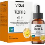 Vitus Pharma Vitus Vitamin D3 600 Iu Zeytinyağı Bazlı Damla Gelişim Çağındaki Çocuklar Için 15 ml