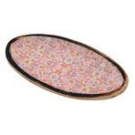 VIUEG Vitale Şiva Çiçek Desenli Pembe Dekoratif Oval Tepsi