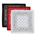 VIUWIZE 3 parçalı baş örtüsü seti, üniseks baş örtüsü, şal şal, saç, boyun, baş, şal mendil için uygun, 55 x 55 cm, (kırmızı, beyaz, siyah)