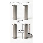 Viva 15 cm Gümüş Jumbo Mobilya Ayağı - Koltuk, Kanepe ve Baza Uyumludur (4'lü Set)