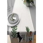 Viva Home 40x140cm Runner Dokuma Leke Tutmayan Premium Tay Tüyü Kumaş Masa Örtüsü Kaktüslü Rnr444