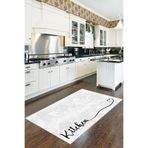 Viva Home Beyaz Kaymaz Tabanlı Kitchen Yazılı Mutfak Halısı Yolluk Vh087, Beyaz, 60 X 300