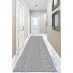 Viva Home Dijital Baskı Kaymaz Tabanlı Rulo Yolluk Ar259, Gri, 80 X 430