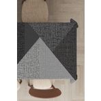 Viva Home Füme Premium Tay Tüyü Kadife Yıkanabilir Leke Tutmaz Kumaş Geometrik Desenli Masa Örtüsü Mso514, Füme, 100 X 140