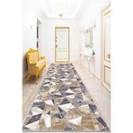 Viva Home Geometrik Desen Eskitme Kaymaz Mutfak Hol Antre Kesme Özel Ölçülü Rulo Yolluk Ar1091, Vizon Gri, 100 X 220
