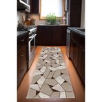 Viva Home Geometrik Kesme Özel Ölçü Rulo Yolluk Kaymaz Taban Mutfak Hol Antre Halısı Vh004, Bej, 100 X 230