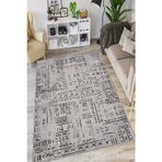 Viva Home Gri Kaymaz Taban Makinede Yıkanır Leke Tutmayan Hitit Desen Makine Halısı Ar1376