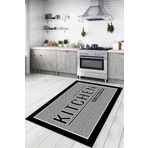 Viva Home Gri Kaymaz Tabanlı Kitchen Yazan Mutfak Halısı Yolluk Vh097, Gri, 80 X 450
