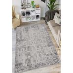 Viva Home Gri Kaymaz Tabanlı Makinede Yıkanır Leke Tutmayan Hitit Desen Mutfak Halısı Ar1376, Gri, 120 X 180