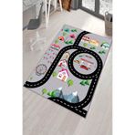 Viva Home Gri Yollar Temalı Makinede Yıkanabilir Kaymaz Tabanlı Çocuk Oyun Halısı, Gri, 80 X 150