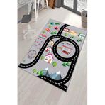 Viva Home Gri Yollar Temalı Makinede Yıkanabilir Kaymaz Tabanlı Çocuk Oyun Halısı, Gri, 80 X 180
