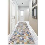 Viva Home Kaymaz Tabanlı Çini Desen Rulo Yolluk Ar337, Mavi, 100 X 280