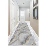 Viva Home Kaymaz Tabanlı Kesme Rulo Yolluk Gold Mermer Ar325, Gri, 80 X 360