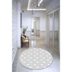 Viva Home Kaymaz Tabanlı Makinede Yıkanabilir Dekoratif Yıldızlı Yuvarlak Halı Ar604, Yuvarlak-Gri, 120 X 120
