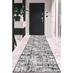 Viva Home Kaymaz Tabanlı Makinede Yıkanabilir Vintage Kesme Rulo Yolluk Ar461, Siyah, 100 X 440
