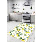 Viva Home Kaymaz Tabanlı Yıkanan Limonlu Mutfak Halısı Yolluk Vh111, Beyaz, 200 X 270
