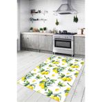 Viva Home Kaymaz Tabanlı Yıkanan Limonlu Mutfak Halısı Yolluk Vh111, Beyaz, 60 X 250