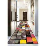 Viva Home Kesme Jel Taban Rulo Yolluk 3D Renkli Kütükler Ar299, Sarı, 80 X 110