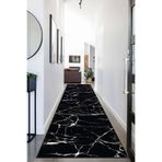 Viva Home Kesme Yolluk Kaymaz Taban Mermer Dijital Baskılı Ar256, Siyah, 80 X 480
