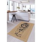 Viva Home Kir Leke Tutmaz Kaymaz Tabanlı Hasır Görünümlü Yıkanabilir Mutfak Halısı Ar1083, Kaplan, 80 X 120