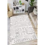 Viva Home Kırık Beyaz Kaymaz Tabanlı Makinede Yıkanır Leke Tutmayan Hitit Desen Mutfak Halısı Ar1373, Kırık Beyaz, 80 X 120